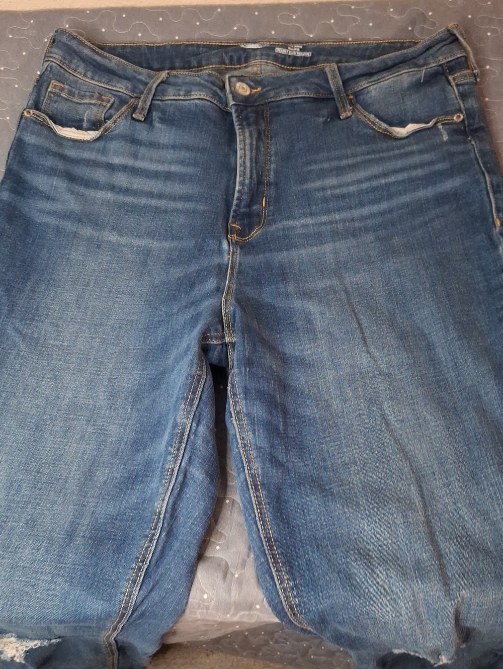 Old Navy Distressed Rockstar Super Skinny High Rise Jeans Blue 14 Tall